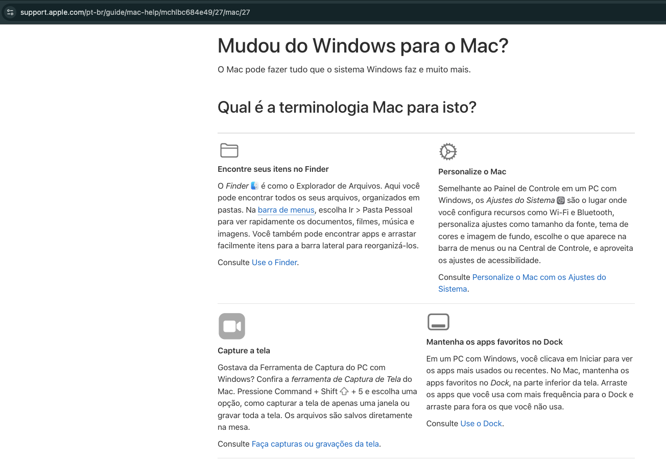 Mudou do Windows para o Mac?
